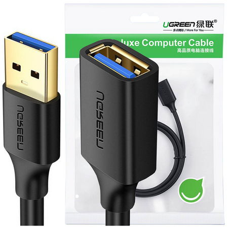 Ugreen kabel przedłużacz przejściówka USB-A (męski) - USB-A (żeński) USB 3.0 5Gb/s 0.5m czarny (US129)