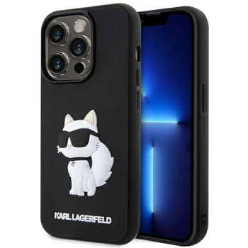 Etui Karl Lagerfeld KLHCP14X3DRKHNK na iPhone 14 Pro Max 6.7" - czarne Rubber Choupette 3D