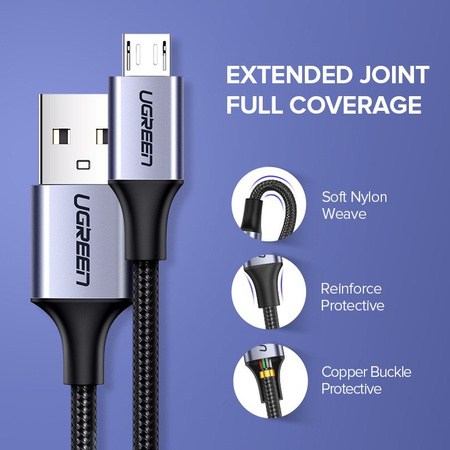 UGREEN KABEL MICRO USB DO SZYBKIEGO ŁADOWANIA QC 3.0 1.5M 2.4A DO TELEFONÓW