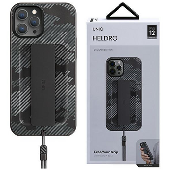 Etui Uniq Heldro na iPhone 12 / iPhone 12 Pro czarny moro/charcoal camo Antimicrobial