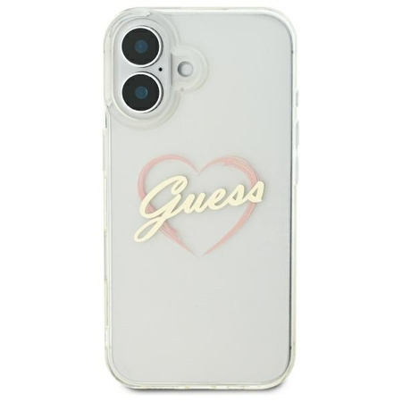 GUESS ETUI HARDCASE DO IPHONE 16 PLUS 6.7 Z MOTYWEM IML HEART PRZEŹROCZYSTE