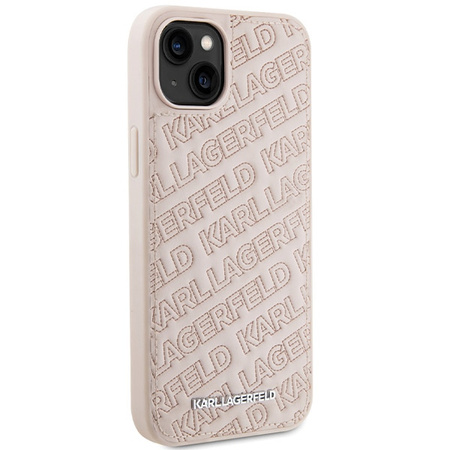 KARL LAGERFELD POKROWIEC DO IPHONE 15 PLUS 14 PLUS QUILTED K PATTERN RÓŻOWY