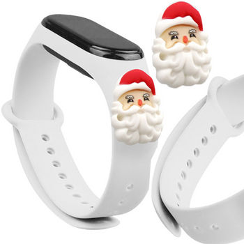 Strap Xmas opaska do Xiaomi Mi Band 4 / Mi Band 3 świąteczny silikonowy pasek bransoletka biały (mikołaj)