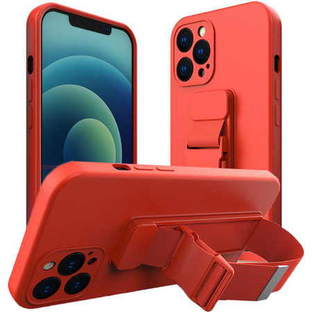 Rope case żelowe etui ze smyczą łańcuszkiem torebka smycz Xiaomi Redmi 9 czerwony