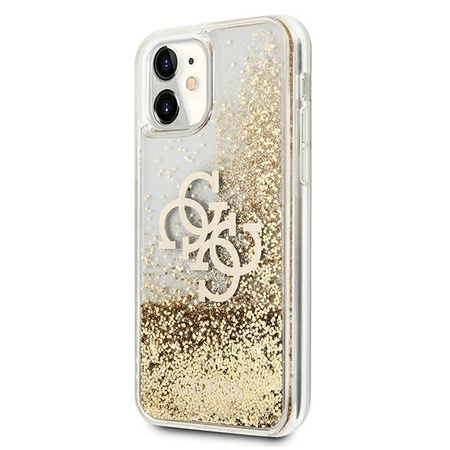 GUESS POKROWIEC HARDCASE DO IPHONE 11 6,1 XR ZŁOTY 4G BIG LIQUID GLITTER