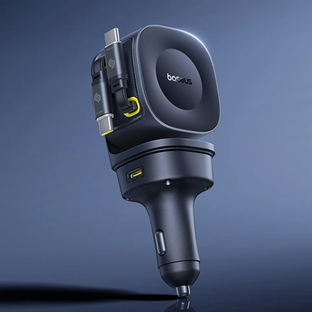 Ładowarka samochodowa Baseus PrimeTrip VR2 Max 60W ze zwijanymi kablami USB-C - czarna