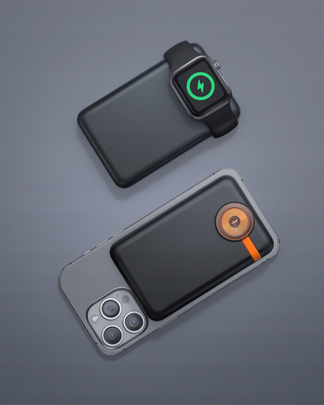 INNOSTYLE POWERDUO 2W1 SZYBKI POWERBANK INDUKCYJNY DO MAGSAFE WATCH 10000MAH CZARNY