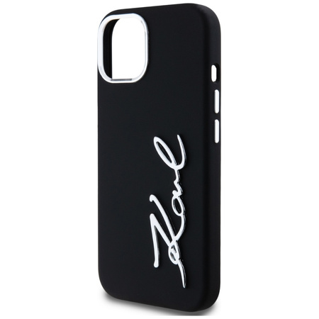 KARL LAGERFELD ETUI POKROWIEC DO IPHONE 15 Z SILICONE I METALOWYM LOGO