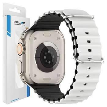 BELINE PASEK DO APPLE WATCH 38 40 41MM WAVES BIAŁO-CZARNY SILIKONOWY DESIGN