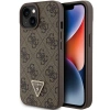 Etui Guess Leather 4G Triangle Strass do iPhone 15 - brązowe