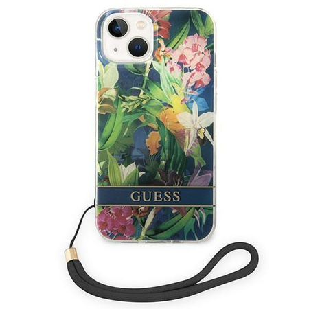 Guess GUOHCP14MHFLSB iPhone 14 Plus 6,7" niebieski/blue hardcase Flower Strap