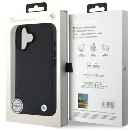BMW BMHMP16S23RDDK iPhone 16 6.1        czarny/black hardcase Sign Leather Diamond Metal Logo MagSafe