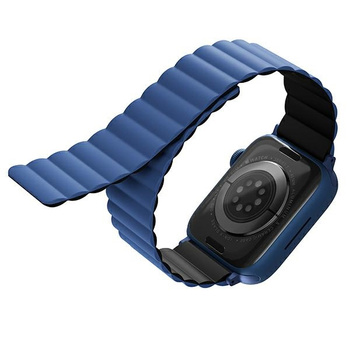 UNIQ pasek Revix Apple Watch Series1/2/3/4/5/6/7/8/9/SE/SE2/Ultra/Ultra 2 42/44/45/49mm. Reversible Magnetic czarny-niebieski/black-blue