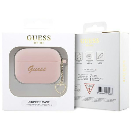 Etui Guess GUAP2LSCHSP na AirPods Pro 2 cover - różowe Silicone Charm Heart Collection
