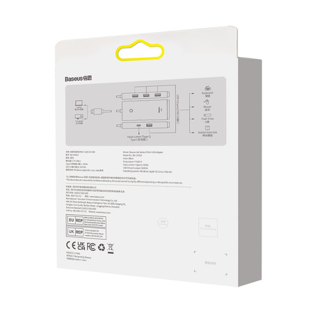 Baseus Lite Series przejściówka HUB USB Typ C - 4x USB 3.0 2m czarny (WKQX030501)