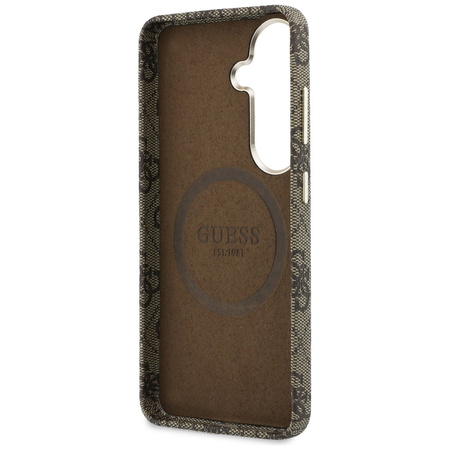 Etui Guess 4G Script MagSafe do Samsung Galaxy S26 brązowy