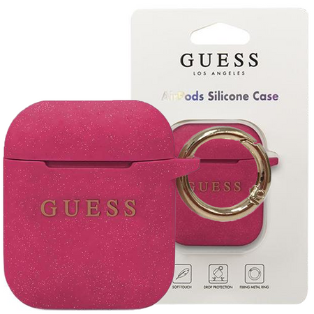 Guess GUACCSILGLFU AirPods cover fuksja/fuchsia Silicone Glitter