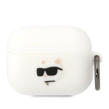 Etui Karl Lagerfeld KLAPRUNCHH na AirPods Pro - białe Silicone Choupette Head 3D