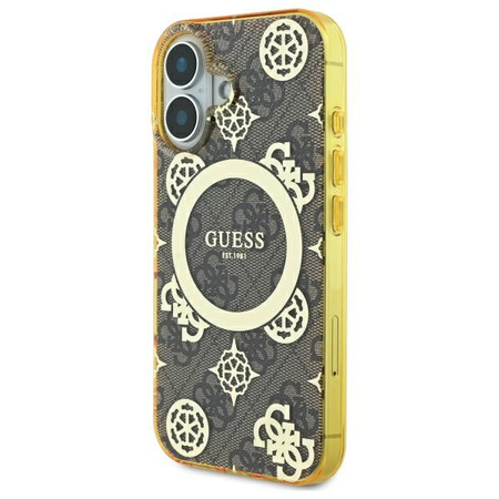 GUESS ETUI HARDCASE IML PEONY DO IPHONE 16 6.1 DO MAGSAFE Z TŁOCZENIEM
