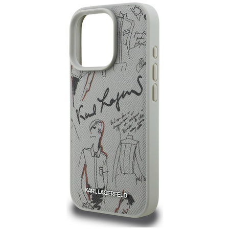 Etui Karl Lagerfeld Grained Pattern & Logo MagSafe do iPhone 16 Pro Max szary