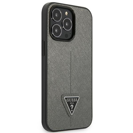 GUESS ETUI DO IPHONE 13 PRO MAX 6,7 Z TWARDEJ SKÓRY SAFIANO TRIANGLE LOGO