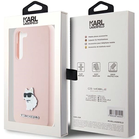 Etui Karl Lagerfeld Silicone Choupette Metal Pin na Samsung Galaxy S23 - różowe