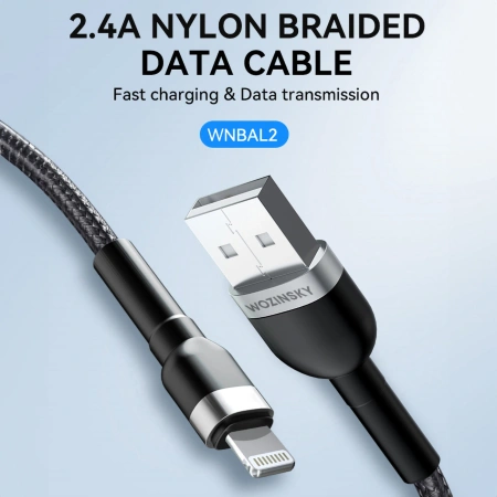 WOZINSKY KABEL DO LIGHTNING 2.4A 2M DO IPHONE 11 12 PRO MAX SZYBKIE