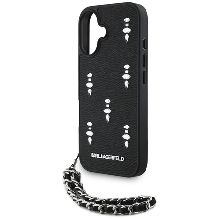 KARL LAGERFELD ETUI SAFFIANO CRYSTALS DO IPHONE 16 Z ŁAŃCUSZKIEM ELEGANCKIE