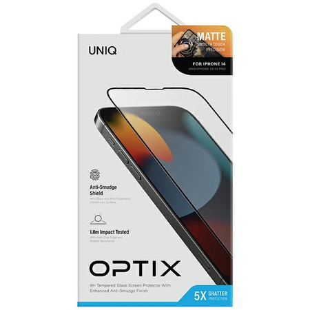 UNIQ OPTIX MATTE SZKŁO HARTOWANE DO IPHONE 14 13 PRO 6.1 Z APLIKATOREM