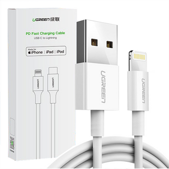 Ugreen kabel przewód USB - Lightning MFI 1m 2,4A biały (20728)