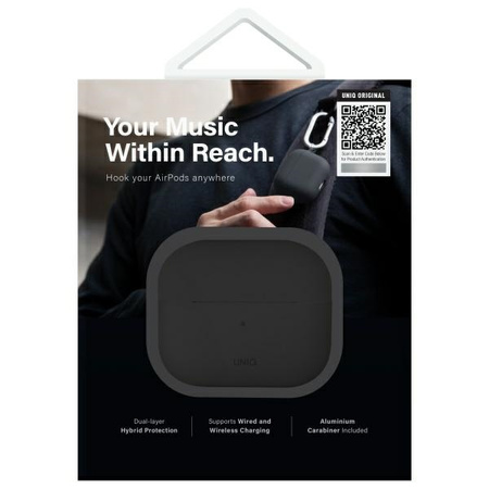 UNIQ etui Nexo AirPods 4 + Ear Hooks     Silicone czarny/black