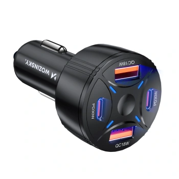 Ładowarka samochodowa Wozinsky WLS-04 60W 2xUSB-C 2xUSB-A - czarna