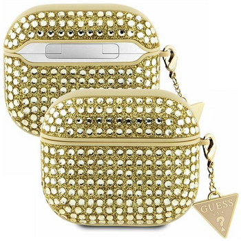 Etui Guess Rhinestone Triangle Charm na AirPods 3 - złote