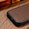 iCarer Leather Oil Wax etui pokryte naturalną skórą do iPhone 14 Plus (kompatybilne z MagSafe) brązowy (WMI14220719-BN)