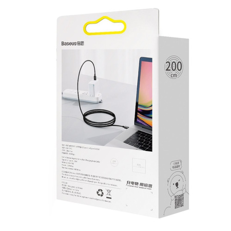 Baseus Superior kabel przewód USB Typ C - USB Typ C szybkie ładowanie Quick Charge / Power Delivery / FCP 100W 5A 20V 2m czarny (CATYS-C01)