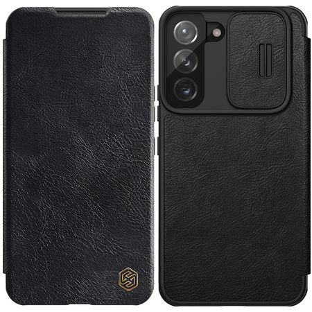 Nillkin Qin Leather Pro Case etui do Samsung Galaxy S22+ (S22 Plus) osłona na aparat kabura pokrowiec obudowa z klapką czarny