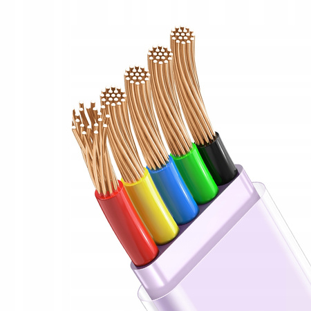 MCDODO KABEL KĄTOWY USB LIGHTNING PŁASKI 36W DO IPHONE 13 14 FIOLETOWY 2M