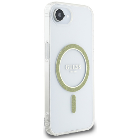 GUESS ETUI CASE IML GLITTER CIRCLE DO IPHONE 16E DO MAGSAFE PRZEZROCZYSTE