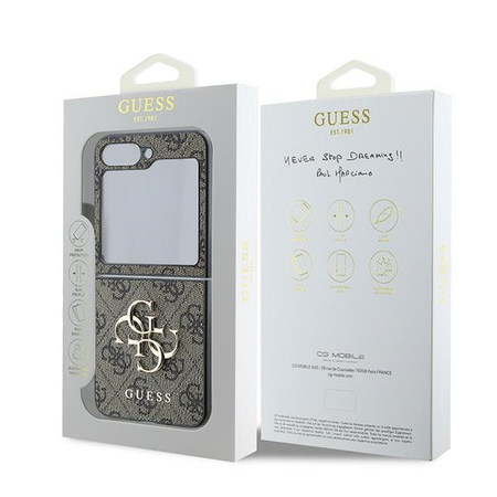 Guess GUHCZF64GMGBR Z Flip6 F741brązowy/brown Leather 4G Metal Logo