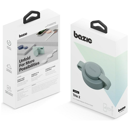 Ładowarka indukcyjna Bazic GoMag Trio 2 3w1 15W magnetyczna do iPhone/Watch/AirPods pistacjowy
