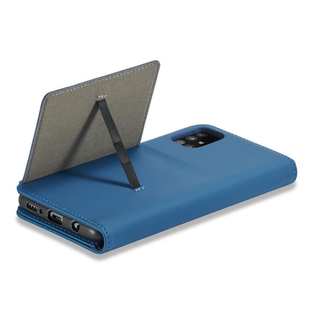 Magnet Card Case etui do Samsung Galaxy A12 5G pokrowiec portfel na karty kartę podstawka niebieski