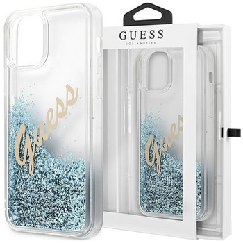 Guess GUHCP12LGLVSBL iPhone 12 Pro Max 6,7" niebieski/blue hardcase Glitter Vintage Script