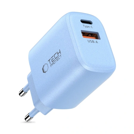 Ładowarka sieciowa Tech-Protect NCA20 PD 20W QC3.0 USB-A / USB-C - niebieska