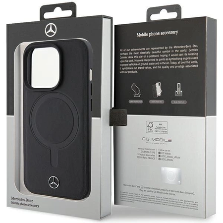 Etui Mercedes Smooth Leather MagSafe do iPhone 15 Pro - czarne