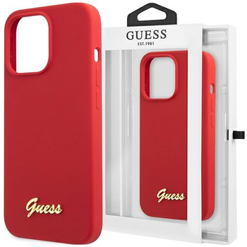 Etui Guess GUHCP13XLSLMGRE na iPhone 13 Pro Max 6.7" czerwony/burgundy Silicone Vintage Gold Logo