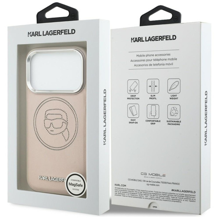 Etui Karl Lagerfeld K Head Point Logo MagSafe do iPhone 17 Pro Max różowy