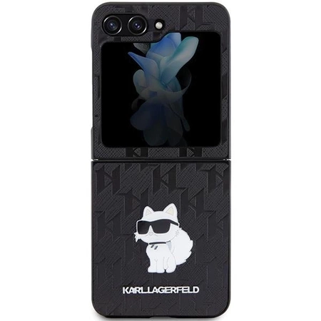 Etui Karl Lagerfeld Saffiano Monogram Choupette Pin na Samsung Galaxy Z Flip 5 - czarne