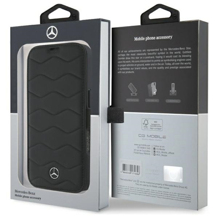 Mercedes MEBKP16X23RWRSK iPhone 16 Pro Max 6.9 czarny/black bookcase MB Waves Leather