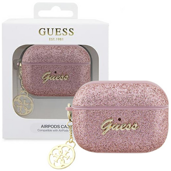 Etui Guess GUAP2GLGSHP na AirPods Pro 2 cover - różowe Glitter Flake 4G Charm