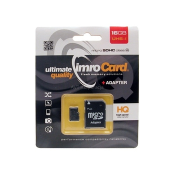 IMRO KARTA MICROSD 16GB DO TELEFONÓW KAMERA Z ADAPTEREM 10C SZYBKA PRĘDKOŚĆ